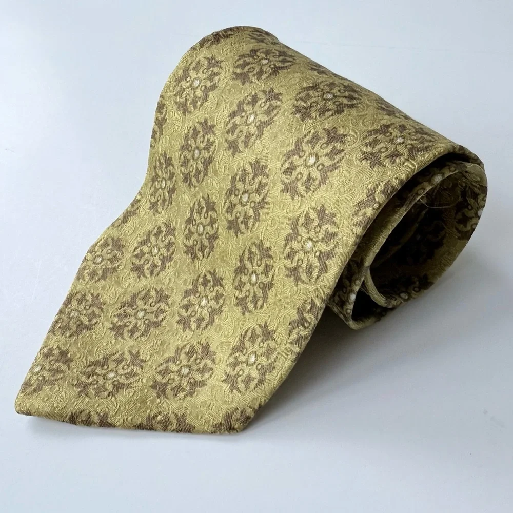 Vintage Giorgio Armani Cravatte Silk Tie Made in Italy Golden Olive Khaki